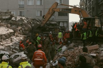 Rescuers work tirelessly amidst rubble in Antakya, Hatay, Türkiye, after an earthquake.